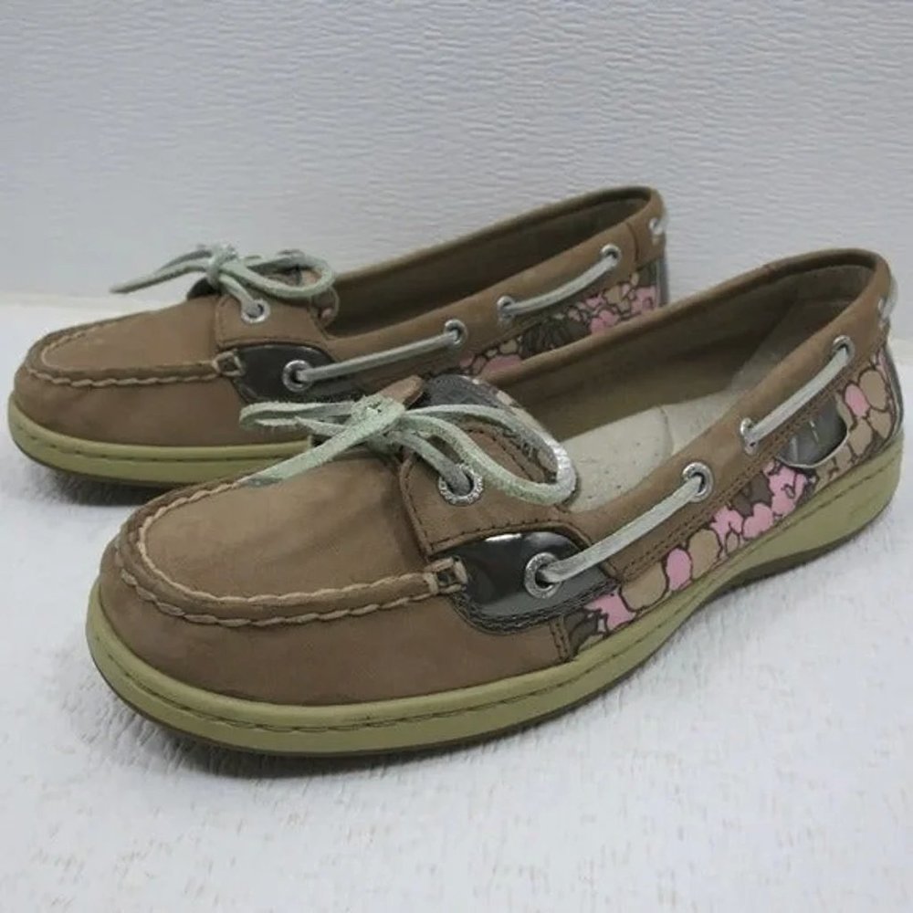 Sperry Angelfish Floral Tan Metallic Pink Women's Caual Footwear Shoes Deck 8 M